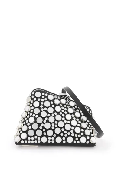 Attico The  Mini Midnight Clutch With Mirrored Studs In Black