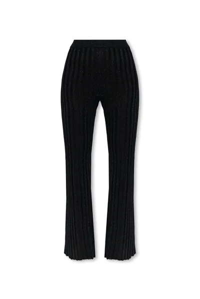 Stella Mccartney Ribbed Pleated Trousers In Black