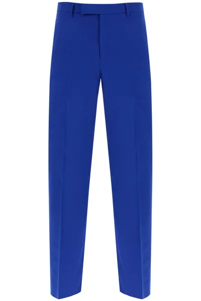 Versace Silk Wool Pants In Blue