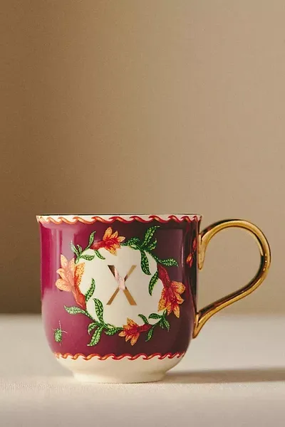 Lou Rota For Anthropologie Nature Table Monogram Mug In Burgundy