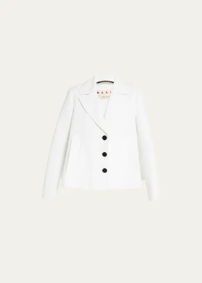 Marni Short Trench Coat With Inverted Pleat In Lilywhite