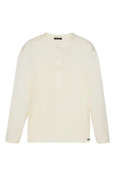 Tom Ford Silk Pajama Henley In White