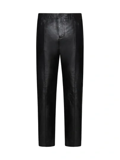 Versace Leather Pants In Black