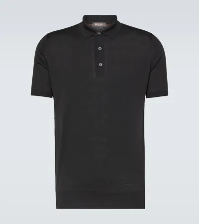 Loro Piana Wish Wool Polo Shirt In Black