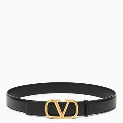 Valentino Garavani Adjustable Gold-tone Smooth Finish Belt In Black