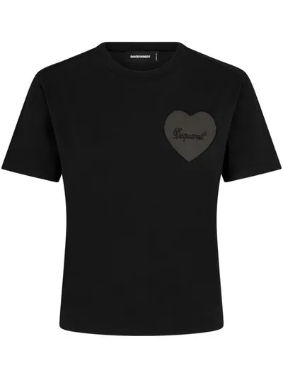 Dsquared2 Black Black Logo Print T-shirt