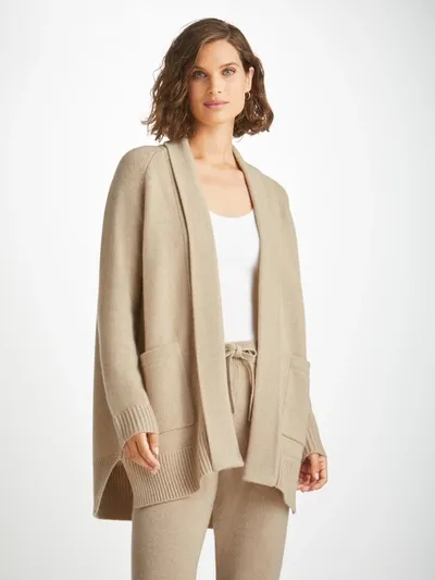 Derek Rose Women's Cardigan Nina Cashmere Fawn In Beige