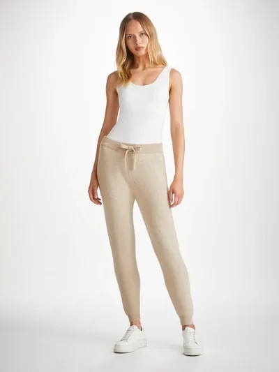 Derek Rose Women's Track Pants Daphne Cashmere Fawn In Beige