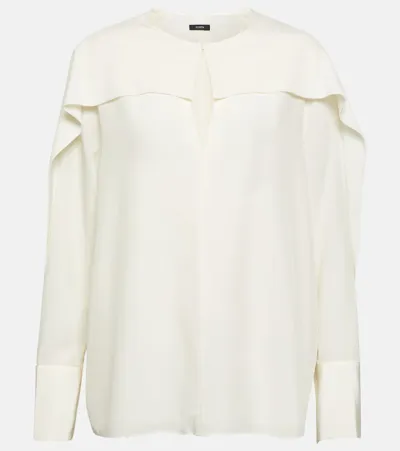 Joseph Balard Cutout Ruffle Silk Blouse In Ivory