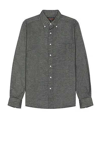 Beams B.d. Flannel Solid Shirt In Grey