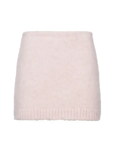 Prada Triangle-logo Wool Skirt In Pink