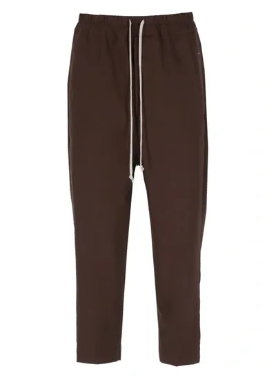 Rick Owens Drawstring Astaires Cropped Pants In Brown