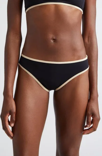 Totême Stripe Tie Bikini Bottoms Black