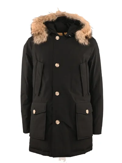 Woolrich Artic Detachable Fur Parka In Nero