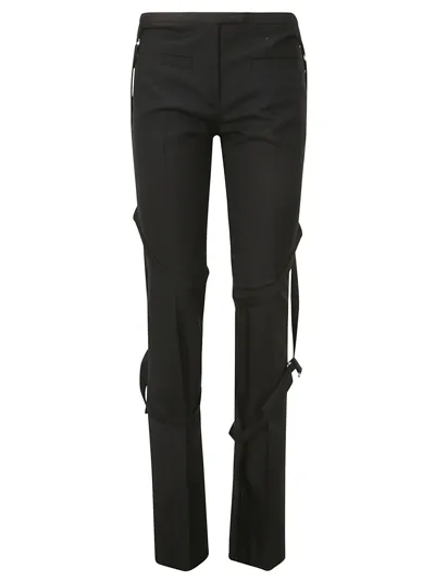 Courrèges Multi-straps Light Wool Bootcut Pants In Black