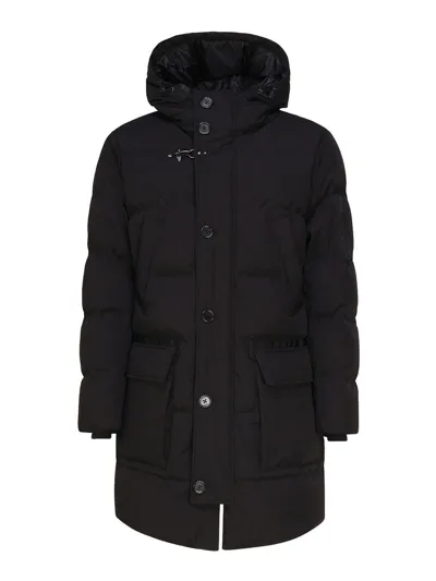 Fay Padded Long Coat In Black