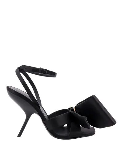 Ferragamo Satin Sandals With Logo In Black