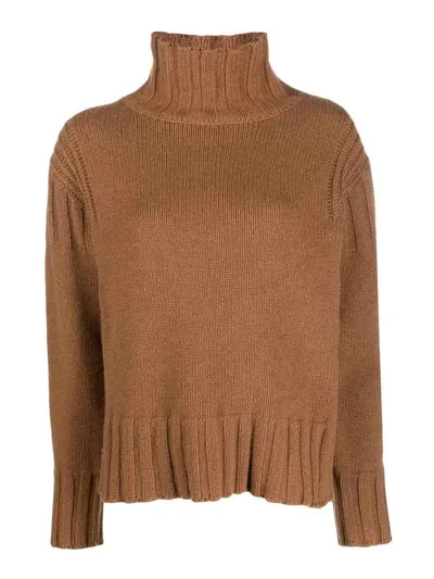 Jil Sander Roll-neck Cashmere Jumper In Beige