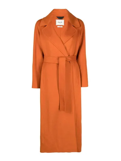 Palto' Paola Wool Blend Long Coat In Orange