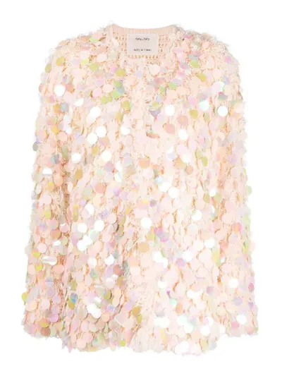 Forte Forte Paillette-embellished Loop-knit Cardigan In Pink