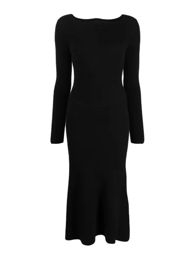 Victoria Beckham Ribbed Puff-sleeve Jumper In Black