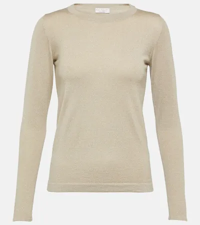 Brunello Cucinelli Cashmere And Silk-blend Sweater In Brown