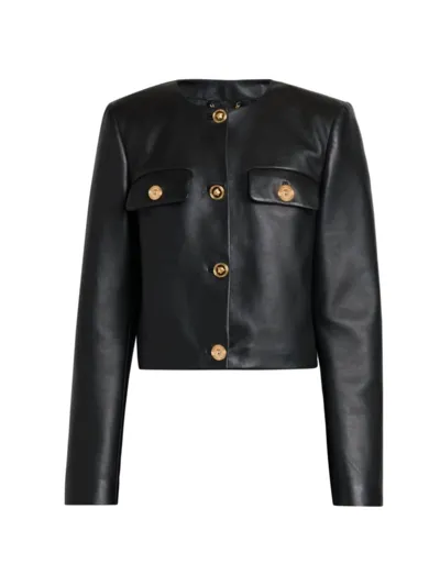 Versace Leather Jacket In Black