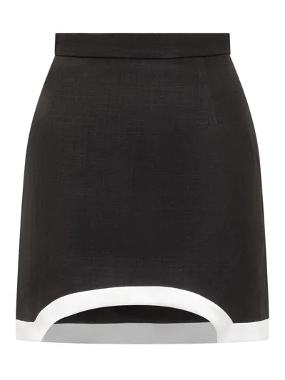 Casablanca Cut-out Contrast-trim Mini Skirt In Black