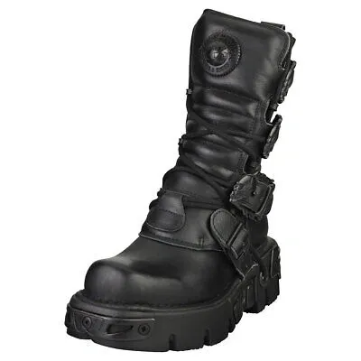 Pre-owned New Rock Rock Boot Metallic M-391-s18 Unisex Black Stiefel Plattform - 38 Eu In Schwarz