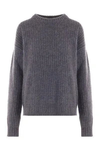 Gucci Chunky Knit Crewneck Jumper In Grey