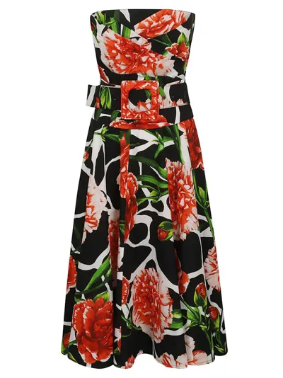 Samantha Sung Carol Floral Print Strapless Dress In Multi