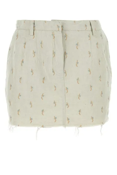 Lanvin Embroidered Frayed Hem Mini Skirt In Multi