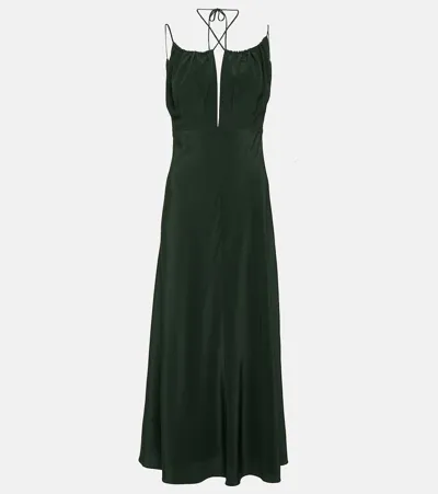 Totême Silk Crêpe De Chine Midi Dress In Green