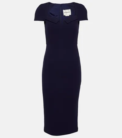 Roland Mouret Wool Crêpe Midi Dress In Blue