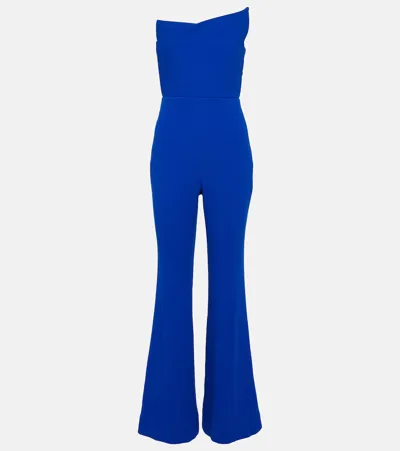 Roland Mouret Asymmetric Wool Crêpe Jumpsuit In Blue