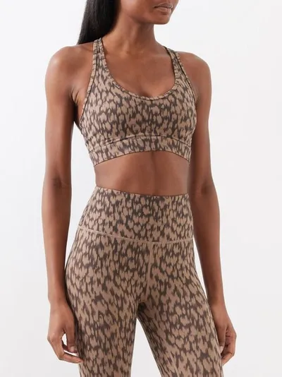 Varley Form Park Leopard-print Sports Bra In Brown