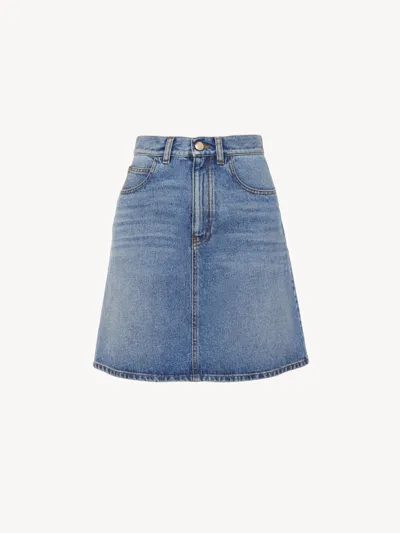 Chloé Denim Mini Skirt Blue Size 6 87% Cotton, 13% Hemp