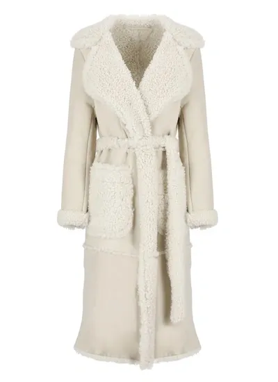 Salvatore Santoro Leather Coat In Neutrals