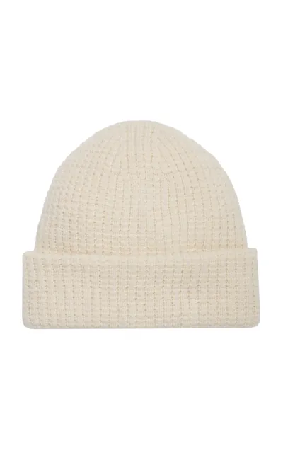 Janessa Leone Jenson Waffle-knit Wool Beanie In Neutral