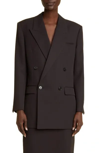 The Row Myriam Double-breasted Wool Blazer In Brown