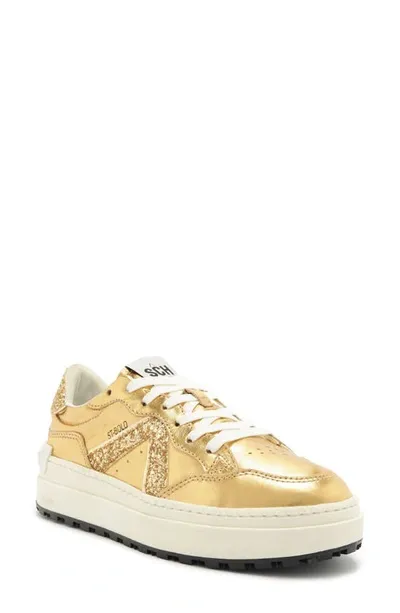 Schutz Leather Low-top Sneakers In Gold