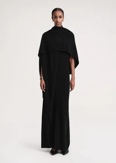 Totême Cashmere Maxi Shawl Dress In 001 Black