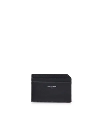 Saint Laurent Paris Open Card Case In Black