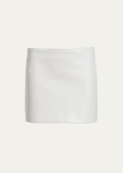 Khaite Jett Leather Mini Skirt In White