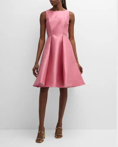 Pamella Roland Mikado A-line Cocktail Dress In Pink