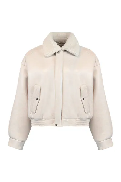 Salvatore Santoro Leather Jacket In Ivory