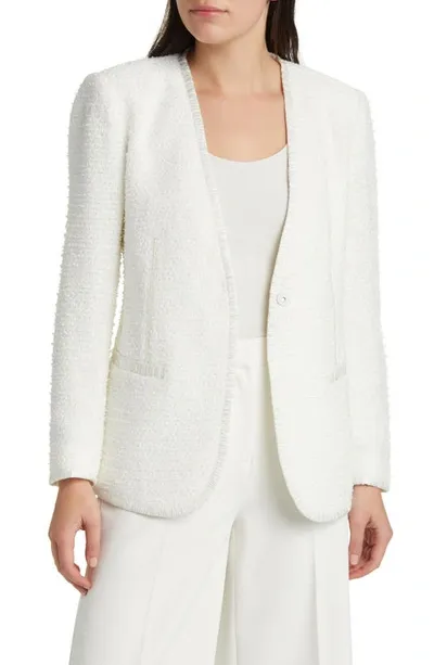 Kobi Halperin Collarless Tweed Jacket In Ivory