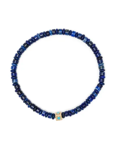 Luis Morais 14kt Yellow Gold Lapis Lazuli Bead Bracelet In Blue