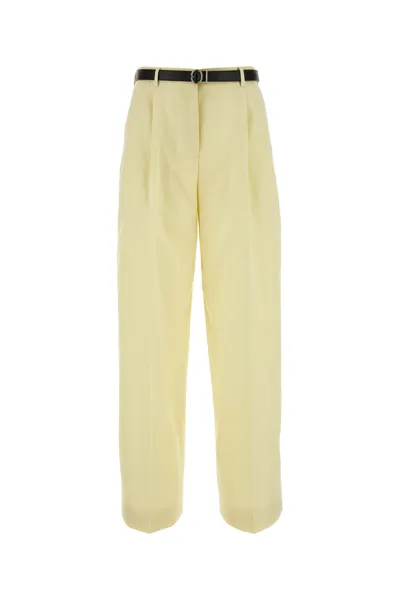 Jil Sander Lime Wool Pants In Yellow