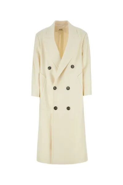 Ami Alexandre Mattiussi Ami Double Breasted Long Coat In White